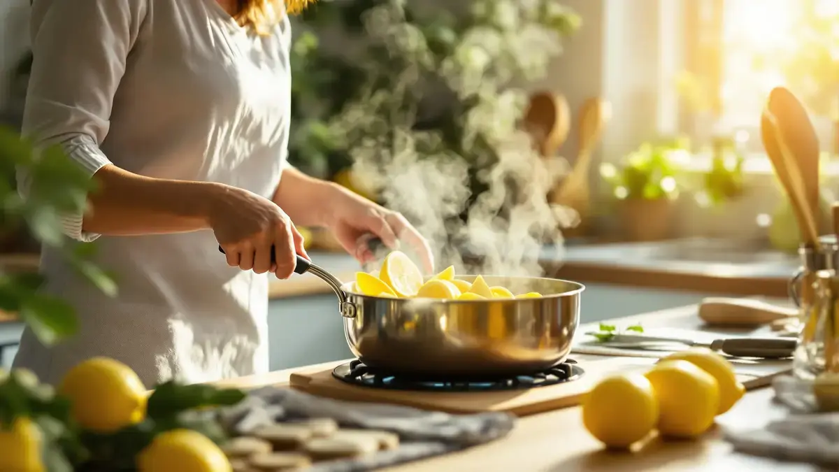 Het koken van citroenschijfjes verfrist de keuken: hoe natuurlijke oliën de lucht zuiveren