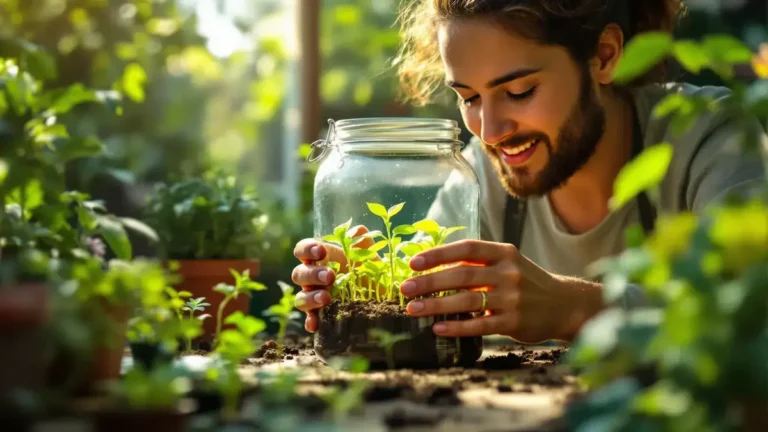 Het trucje met een glazen pot over de plant beschermt de zaailingen: hoe een minikas de vroege groei bevordert