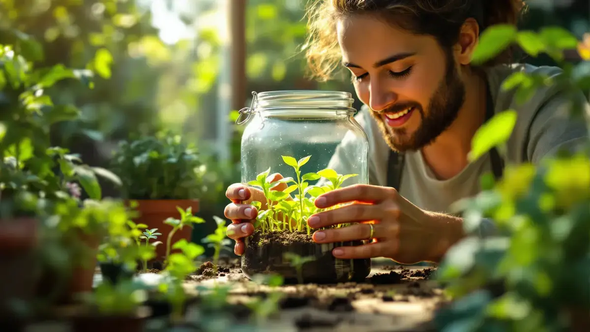 Het trucje met een glazen pot over de plant beschermt de zaailingen: hoe een minikas de vroege groei bevordert