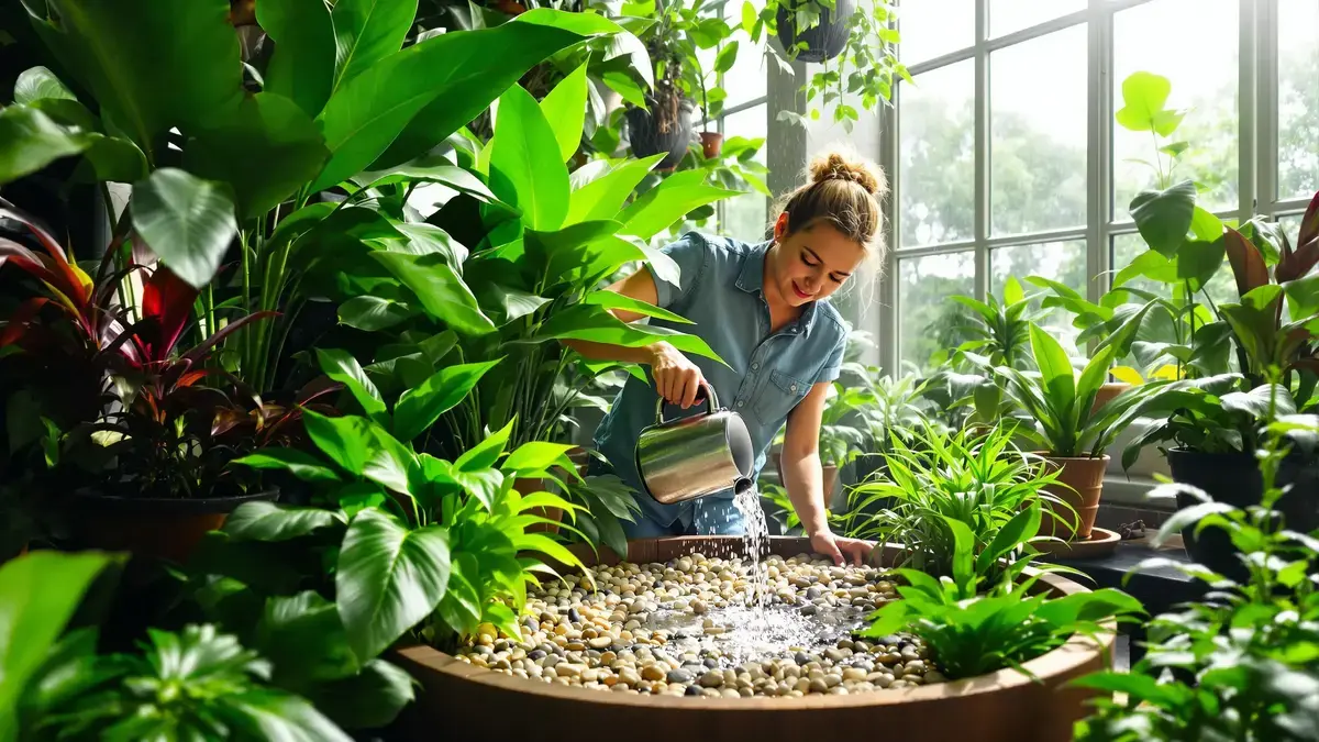 De kiezelschaal verhoogt de luchtvochtigheid: waarom tropische planten gedijen bij overmatige luchtvochtigheid