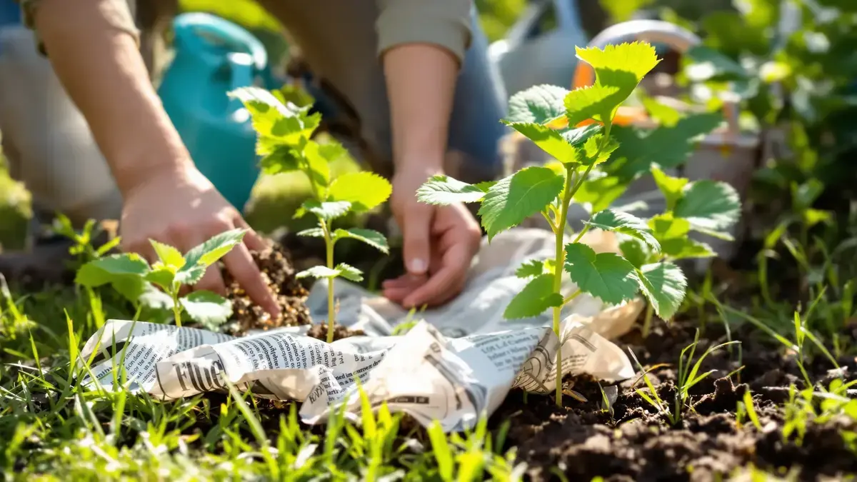 Krantenpapier als mulch voorkomt opspatten van grond: hoe het jonge planten tegen ziekten beschermt