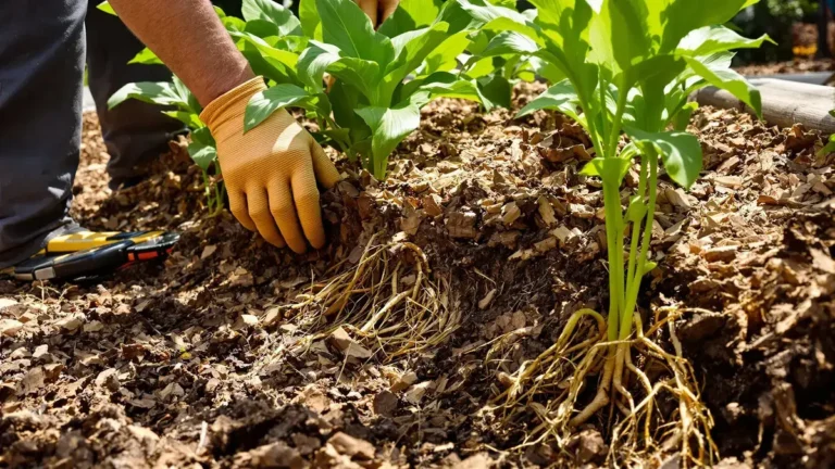 Schorsmulch beschermt de wortels van planten: hoe isolatie de bodemtemperatuur stabiliseert