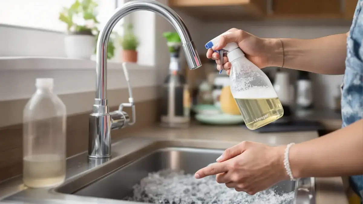 Een zeep- en azijnspray ontstopt de leidingen: hoe twee basisproducten op natuurlijke wijze afzettingen oplossen