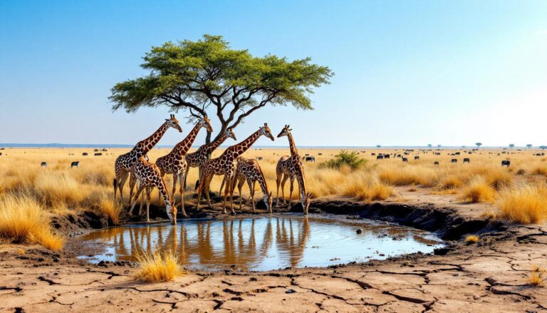 ontdek hoe giraffen zich aanpassen en overleven in de extreme hitte van de open savannes, met verrassende strategieën en gedragingen.