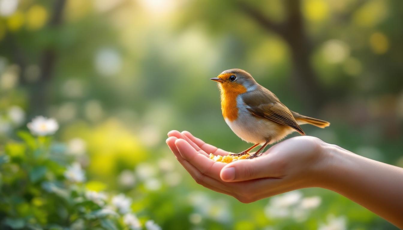 ontdek of het mogelijk is om een roodborstje tam te maken zodat het uit je hand komt eten en leer handige tips voor het aantrekken van deze charmante vogel.