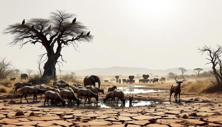 ontdek hoe langdurige droogte het gedrag van landdieren beïnvloedt en welke aanpassingen ze maken om te overleven in veranderende omgevingen.